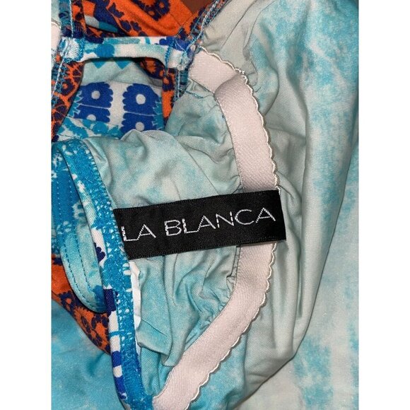 La Blanca Mix Plunge Paisley Print One-Piece Halter Swimsuit Women's Size Small - Picture 5 of 5